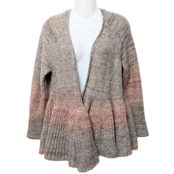 Anthropologie KNITTED & KNOTTED Cody Ombre Peplum Sweater S - Picture 2 of 7